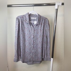 Stitch Fix Billy T Kiana Puff Sleeve Floral Button Front Boho Western Blouse L